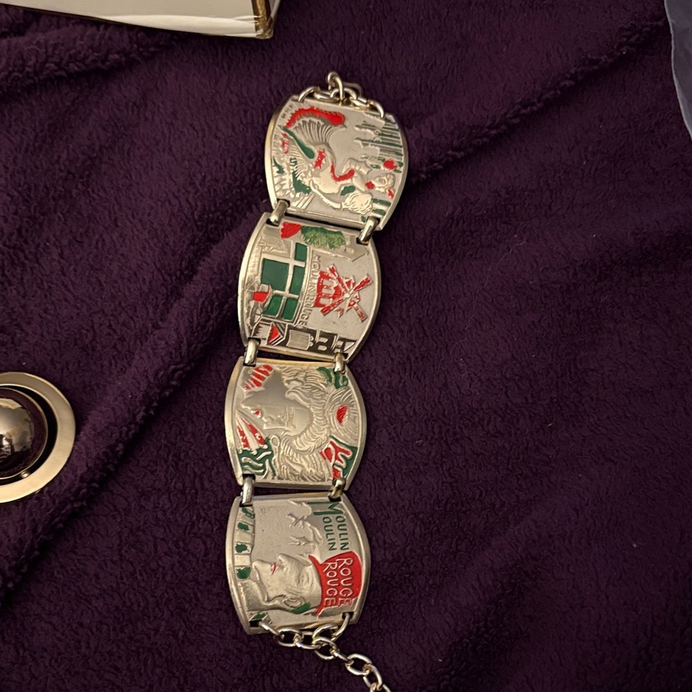 Silver and Green Heraldic Bracelet tagged “made in West Germany”